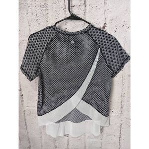 Lululemon Cross Split Back Sheer Edge Black & White T-Shirt Sz 4